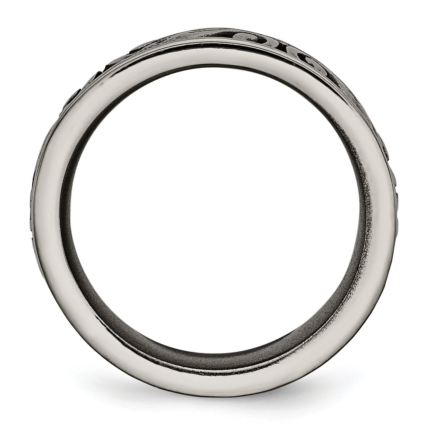 Titan Grau Gewölbt Lattice 8.0mm Ring