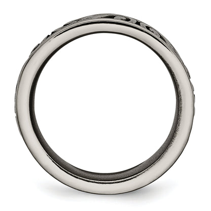 Titan Grau Gewölbt Lattice 8.0mm Ring