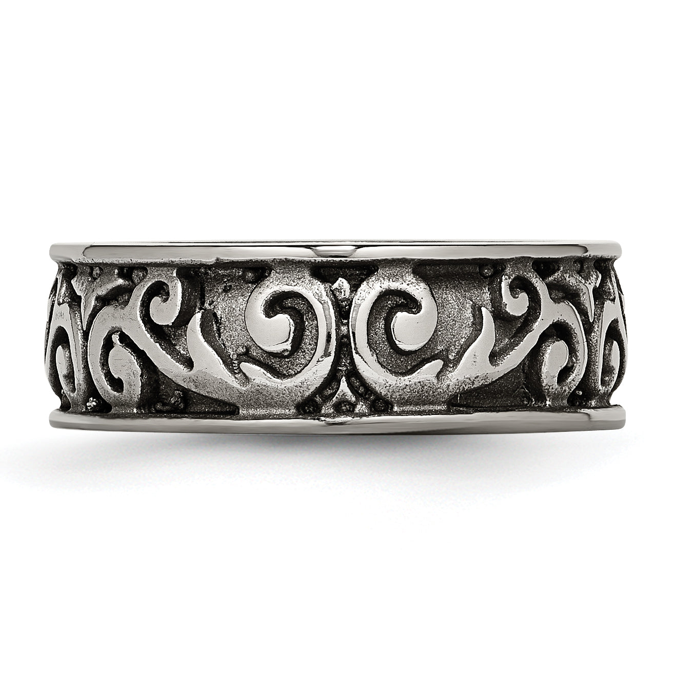Titan Grau Gewölbt Lattice 8.0mm Ring