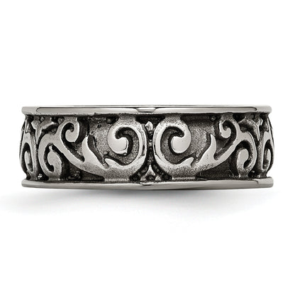 Titan Grau Gewölbt Lattice 8.0mm Ring