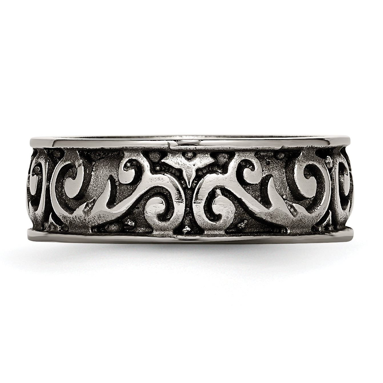Titan Grau Gewölbt Lattice 8.0mm Ring