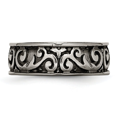Titan Grau Gewölbt Lattice 8.0mm Ring