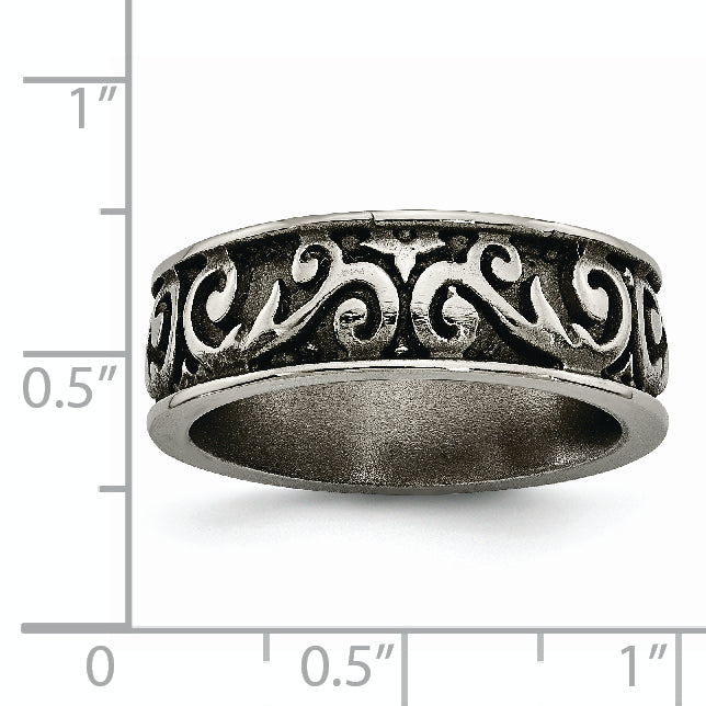 Titan Grau Gewölbt Lattice 8.0mm Ring