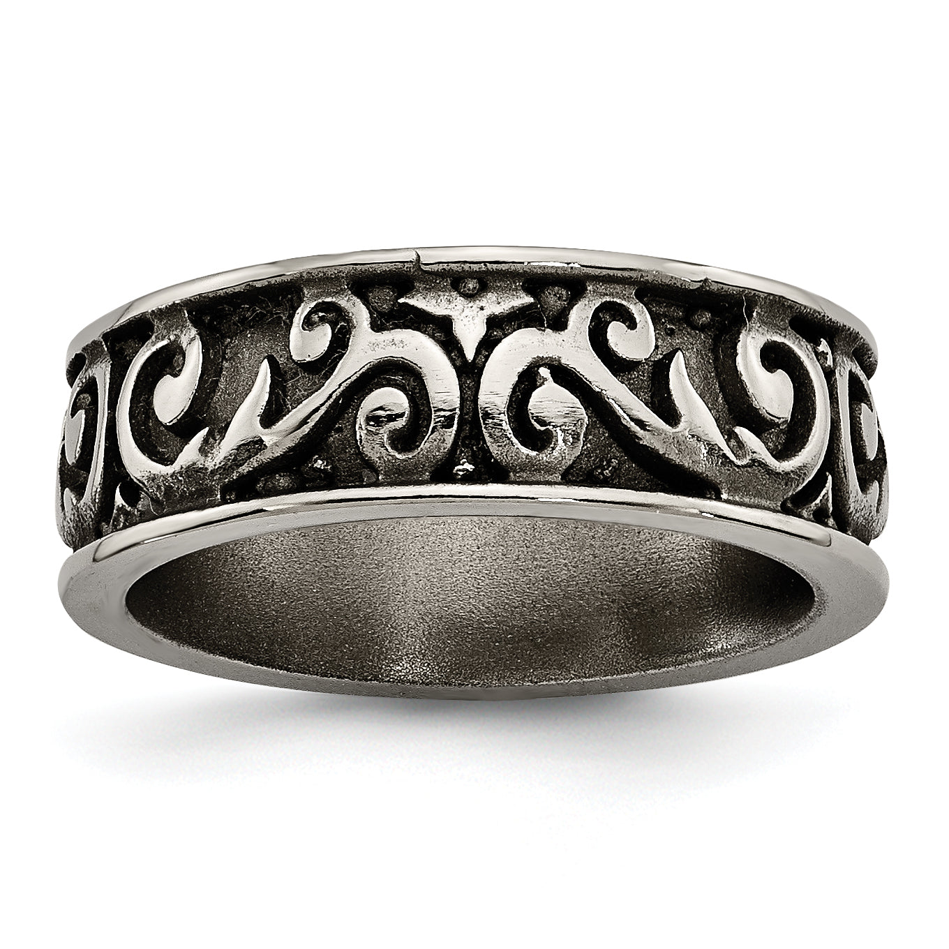 Titan Grau Gewölbt Lattice 8.0mm Ring