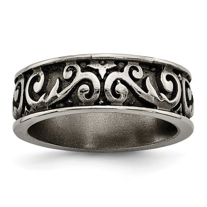 Titan Grau Gewölbt Lattice 8.0mm Ring