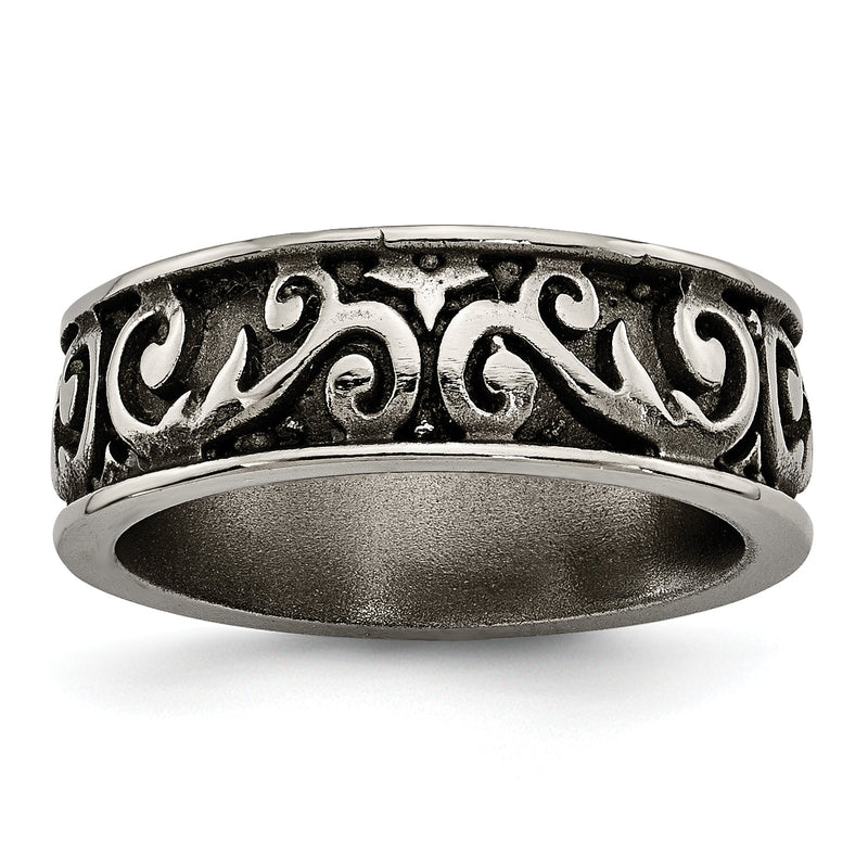 Titan Grau Gewölbt Lattice 8.0mm Ring