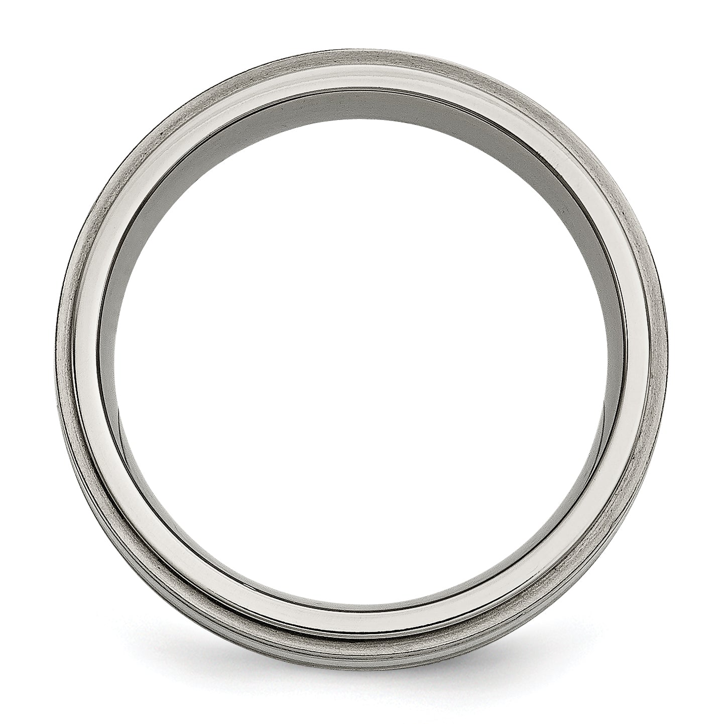 Titan/silver Bicolor Titan mit Argentium.925 Silber Einlage Ridged Kante 7mm Ring
