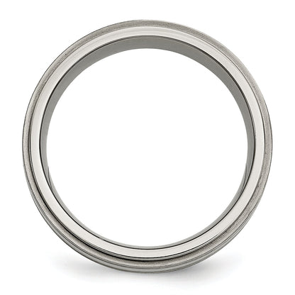 Titan/silver Bicolor Titan mit Argentium.925 Silber Einlage Ridged Kante 7mm Ring