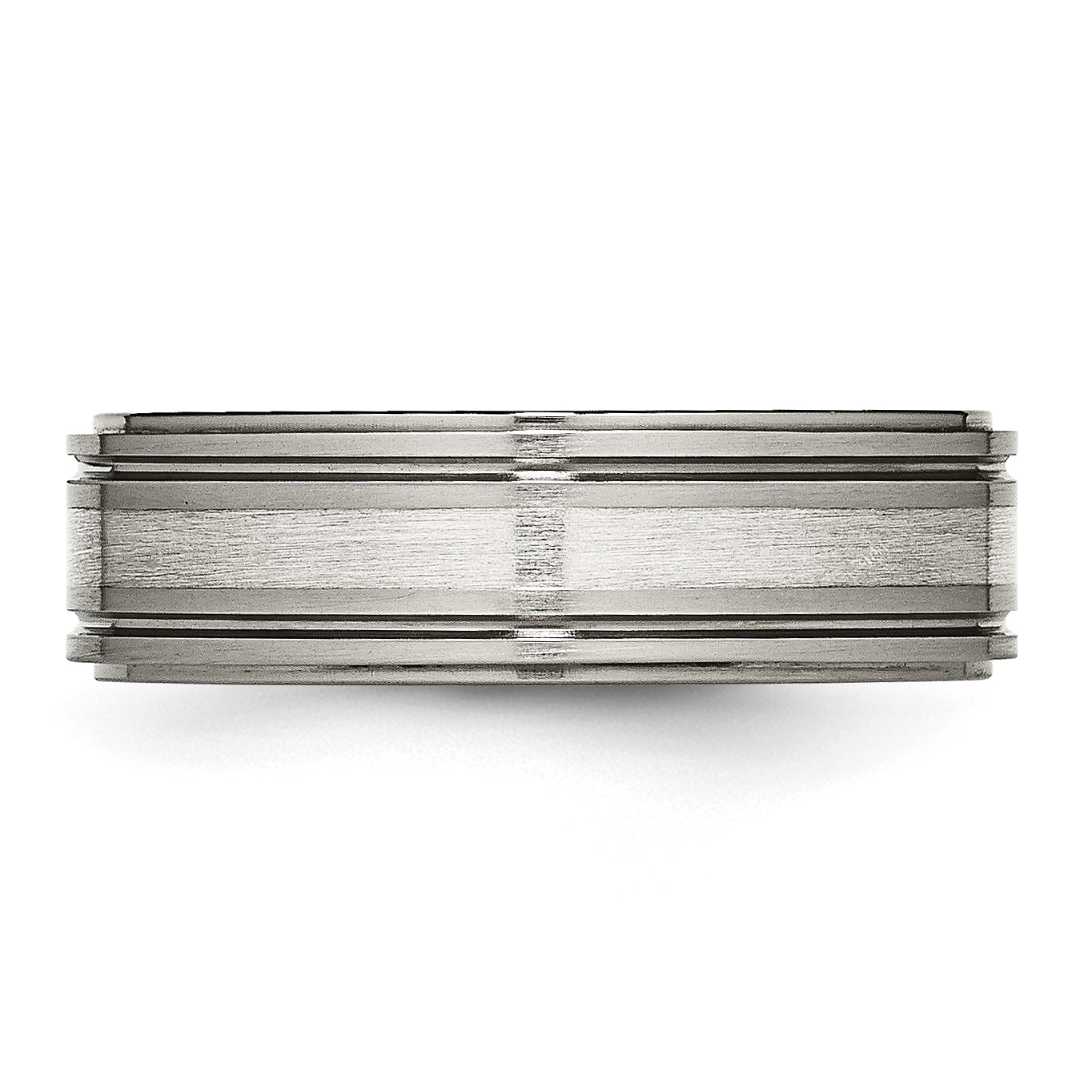 Titan/silver Bicolor Titan mit Argentium.925 Silber Einlage Ridged Kante 7mm Ring