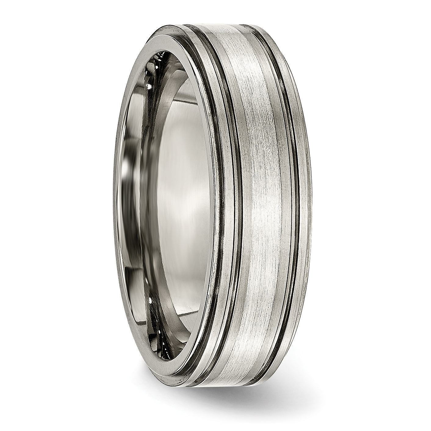 Titan/silver Bicolor Titan mit Argentium.925 Silber Einlage Ridged Kante 7mm Ring