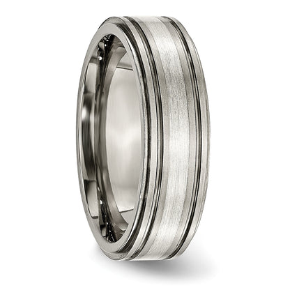 Titan/silver Bicolor Titan mit Argentium.925 Silber Einlage Ridged Kante 7mm Ring