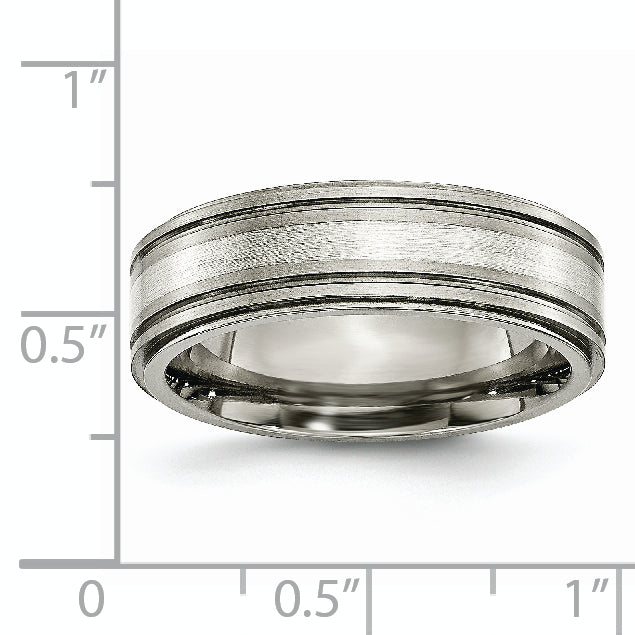 Titan/silver Bicolor Titan mit Argentium.925 Silber Einlage Ridged Kante 7mm Ring