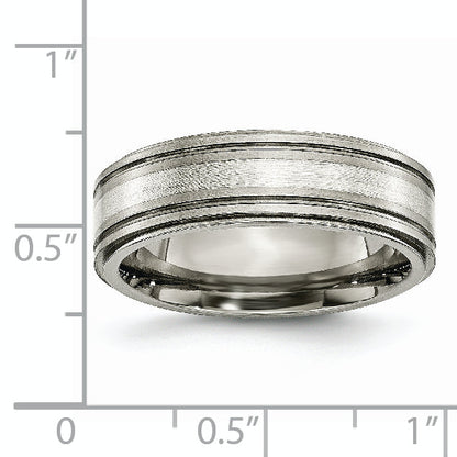 Titan/silver Bicolor Titan mit Argentium.925 Silber Einlage Ridged Kante 7mm Ring