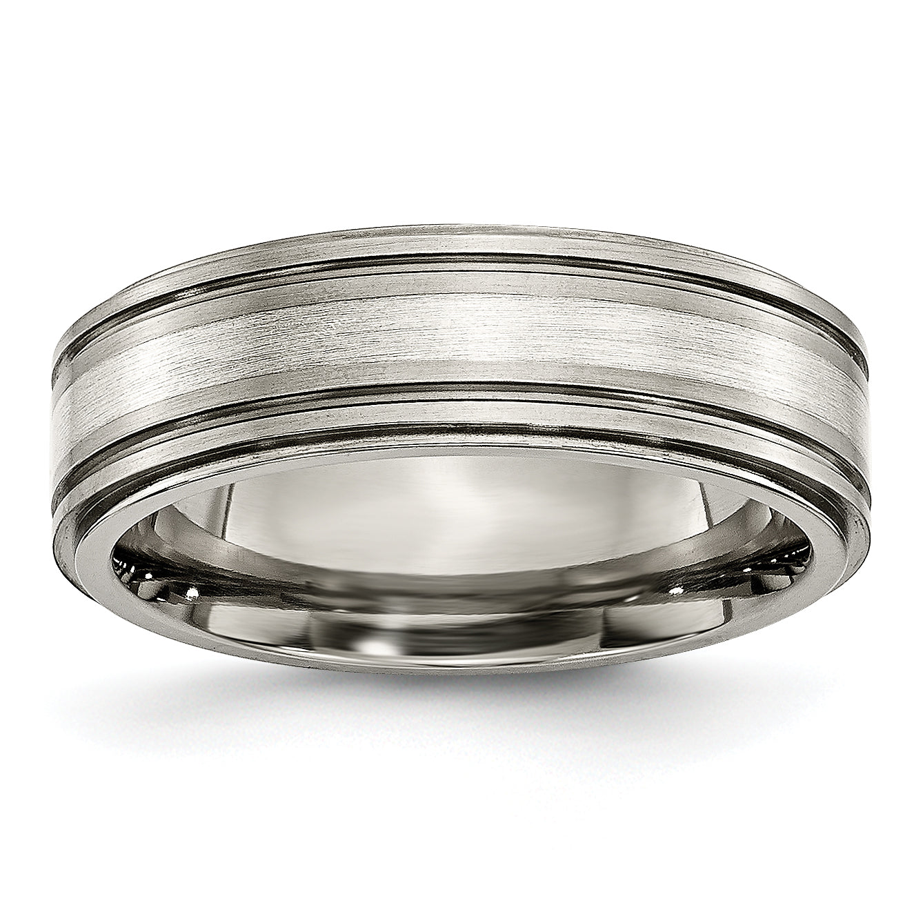 Titan/silver Bicolor Titan mit Argentium.925 Silber Einlage Ridged Kante 7mm Ring