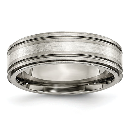 Titan/silver Bicolor Titan mit Argentium.925 Silber Einlage Ridged Kante 7mm Ring
