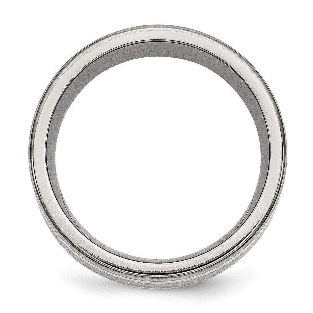 Titan/silver Bicolor Titan mit Argentium.925 Silber Einlage 9mm Poliert Flach Ring (size 9.5 Nur)