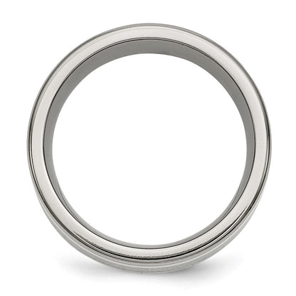 Titan/silver Bicolor Titan mit Argentium.925 Silber Einlage 9mm Poliert Flach Ring (size 9.5 Nur)