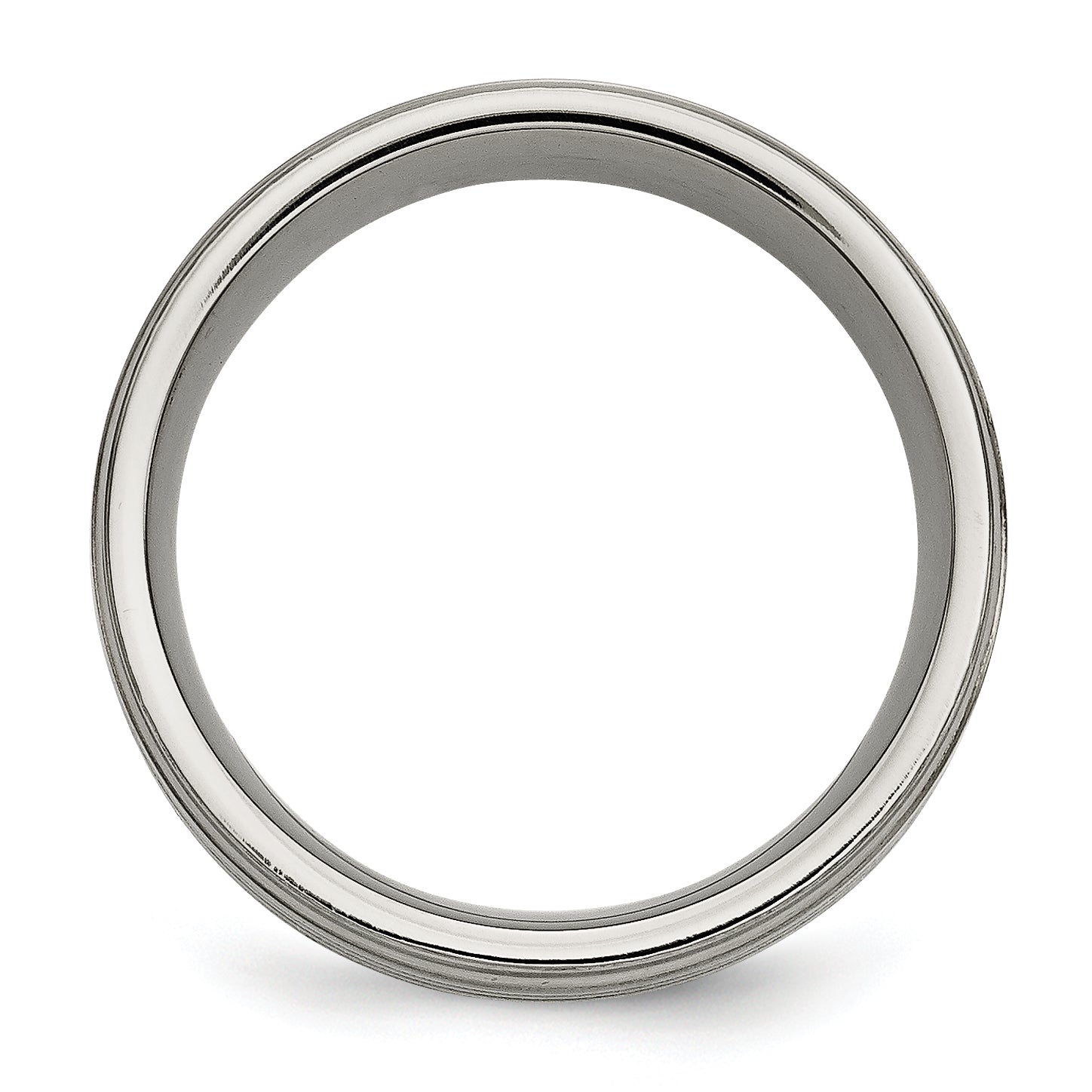 Titan/silver Bicolor Titan mit Argentium.925 Silber Einlage Ridged Kante 9mm Ring