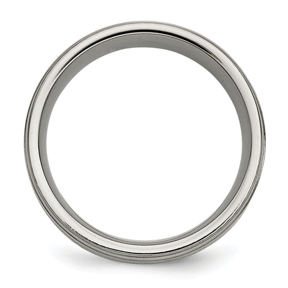 Titan/silver Bicolor Titan mit Argentium.925 Silber Einlage Ridged Kante 9mm Ring