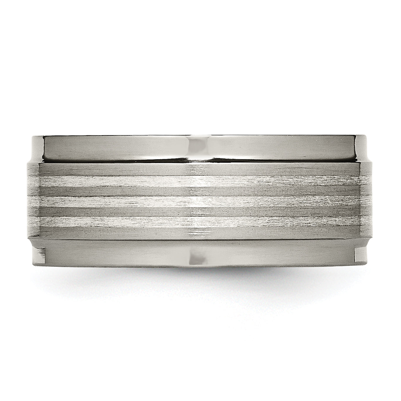 Titan/silver Bicolor Titan mit Argentium.925 Silber Einlage Ridged Kante 9mm Ring