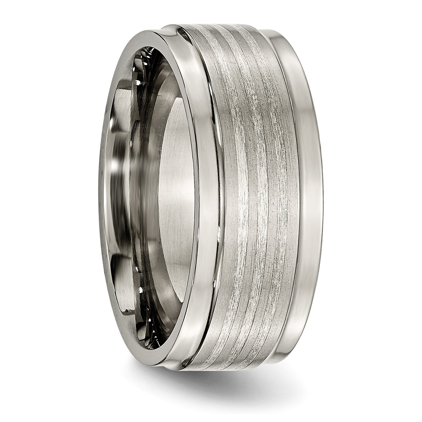 Titan/silver Bicolor Titan mit Argentium.925 Silber Einlage Ridged Kante 9mm Ring