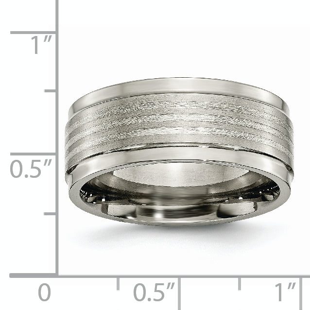 Titan/silver Bicolor Titan mit Argentium.925 Silber Einlage Ridged Kante 9mm Ring