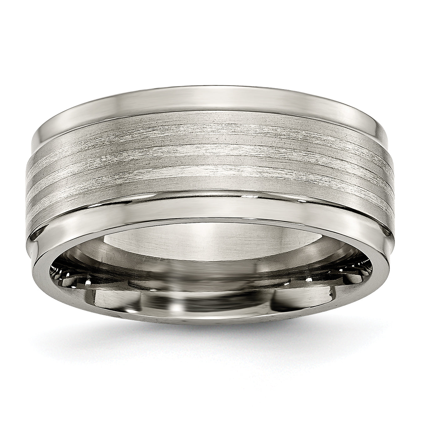 Titan/silver Bicolor Titan mit Argentium.925 Silber Einlage Ridged Kante 9mm Ring