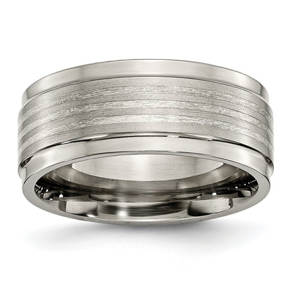 Titan/silver Bicolor Titan mit Argentium.925 Silber Einlage Ridged Kante 9mm Ring