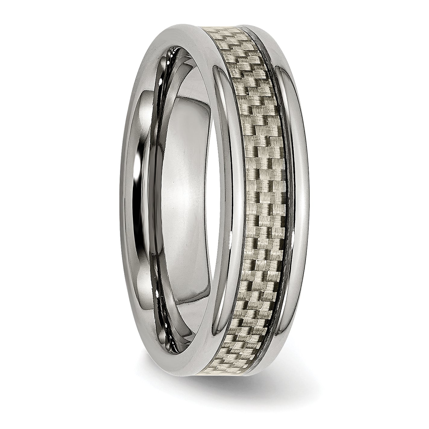 Titan Poliert Grau Karbon Faser Einlage 6mm Ring