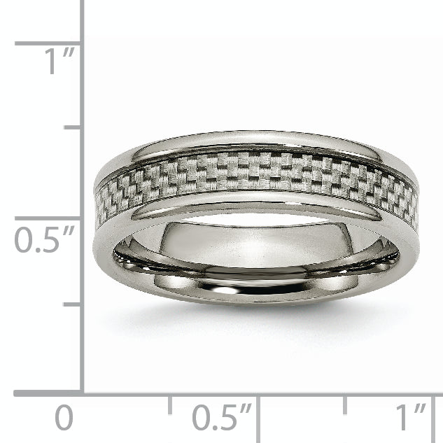 Titan Poliert Grau Karbon Faser Einlage 6mm Ring