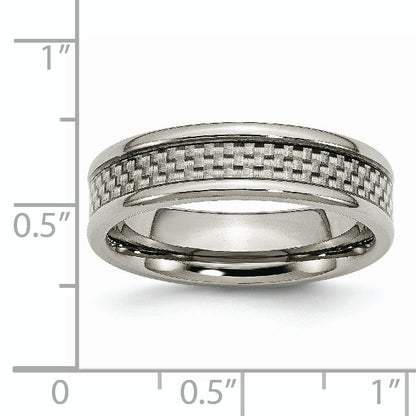 Titan Poliert Grau Karbon Faser Einlage 6mm Ring