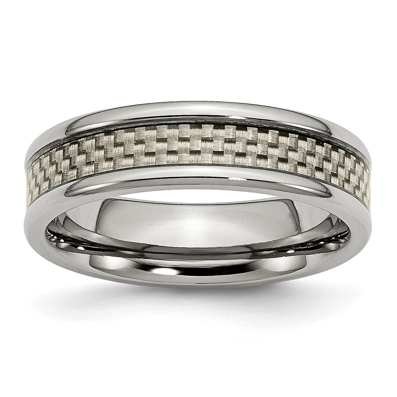Titan Poliert Grau Karbon Faser Einlage 6mm Ring