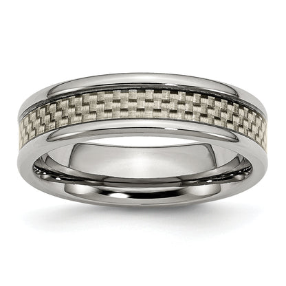 Titan Poliert Grau Karbon Faser Einlage 6mm Ring