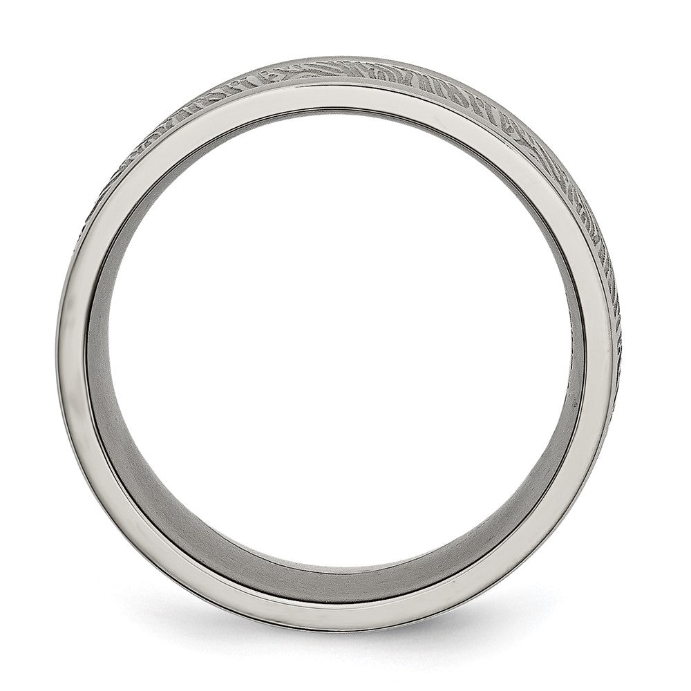 Titan Poliert 9mm Strukturiert Abgerundet Kante Ring