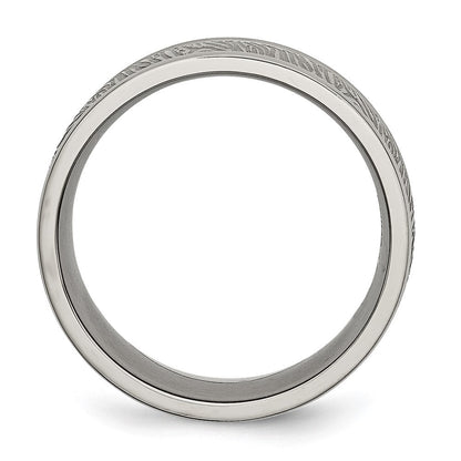 Titan Poliert 9mm Strukturiert Abgerundet Kante Ring