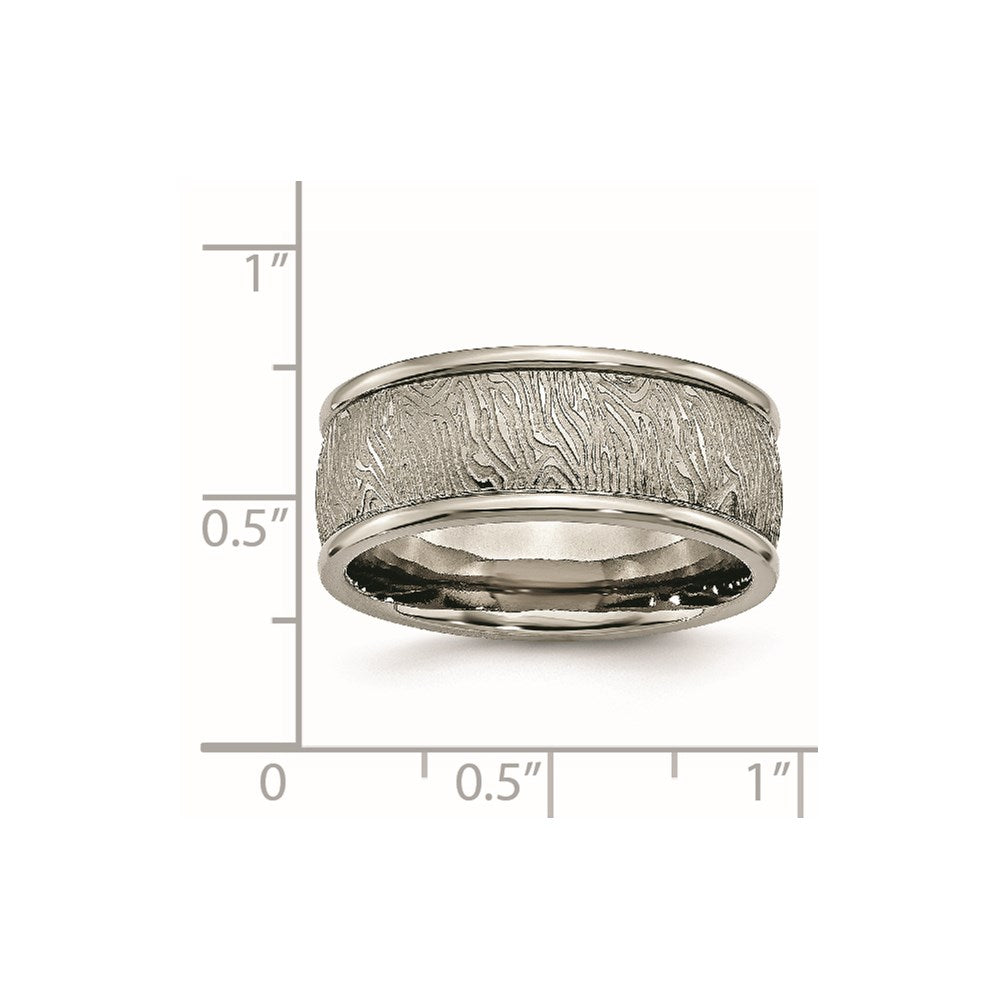 Titan Poliert 9mm Strukturiert Abgerundet Kante Ring