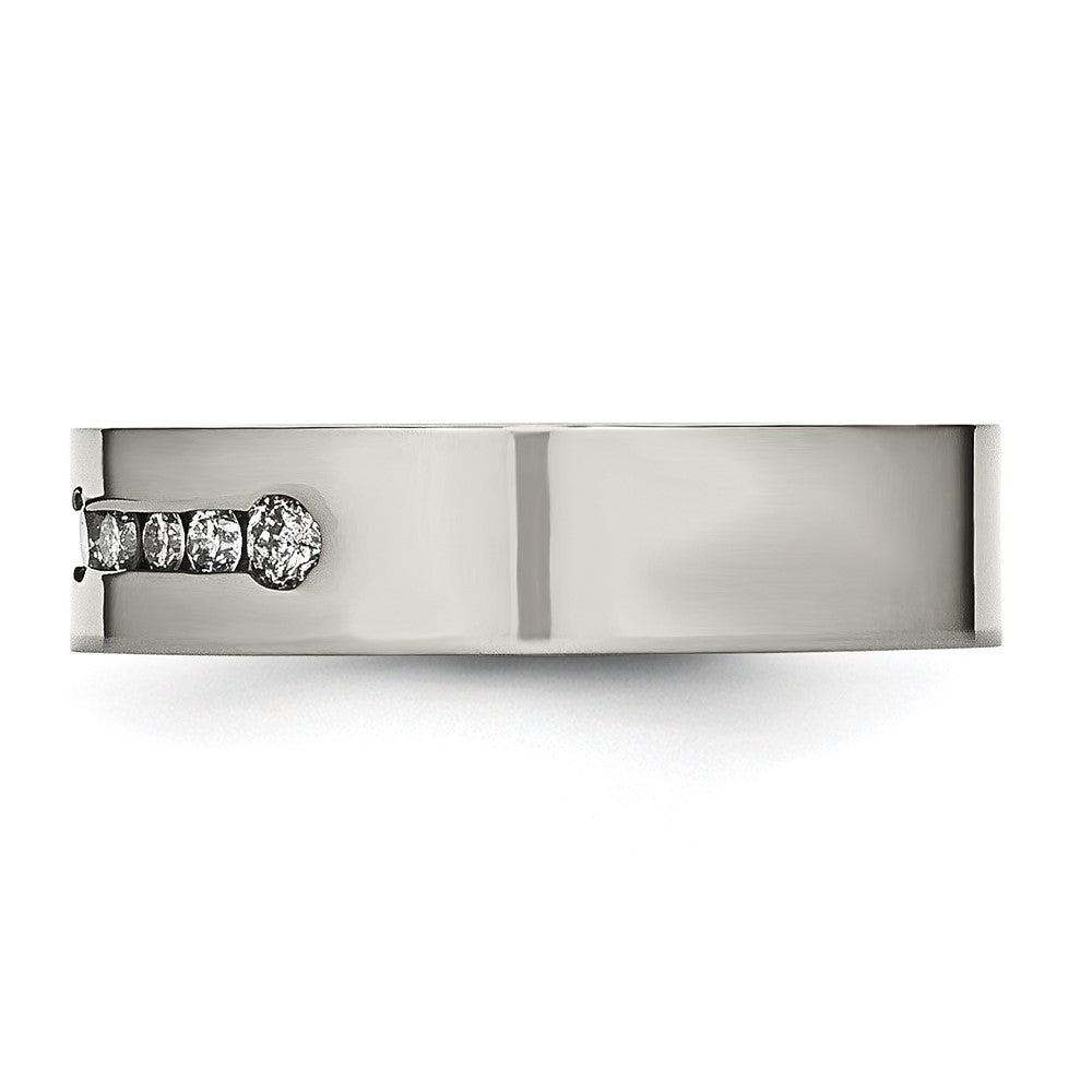 Titan Poliert 1/2 ct Gesamtgewicht. Diamant 6mm Ring