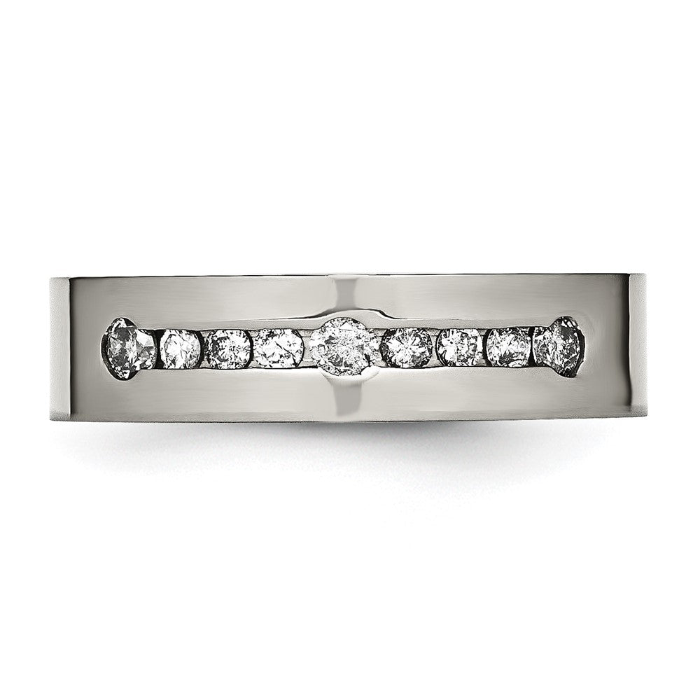 Titan Poliert 1/2 ct Gesamtgewicht. Diamant 6mm Ring