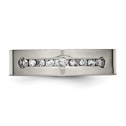 Titan Poliert 1/2 ct Gesamtgewicht. Diamant 6mm Ring