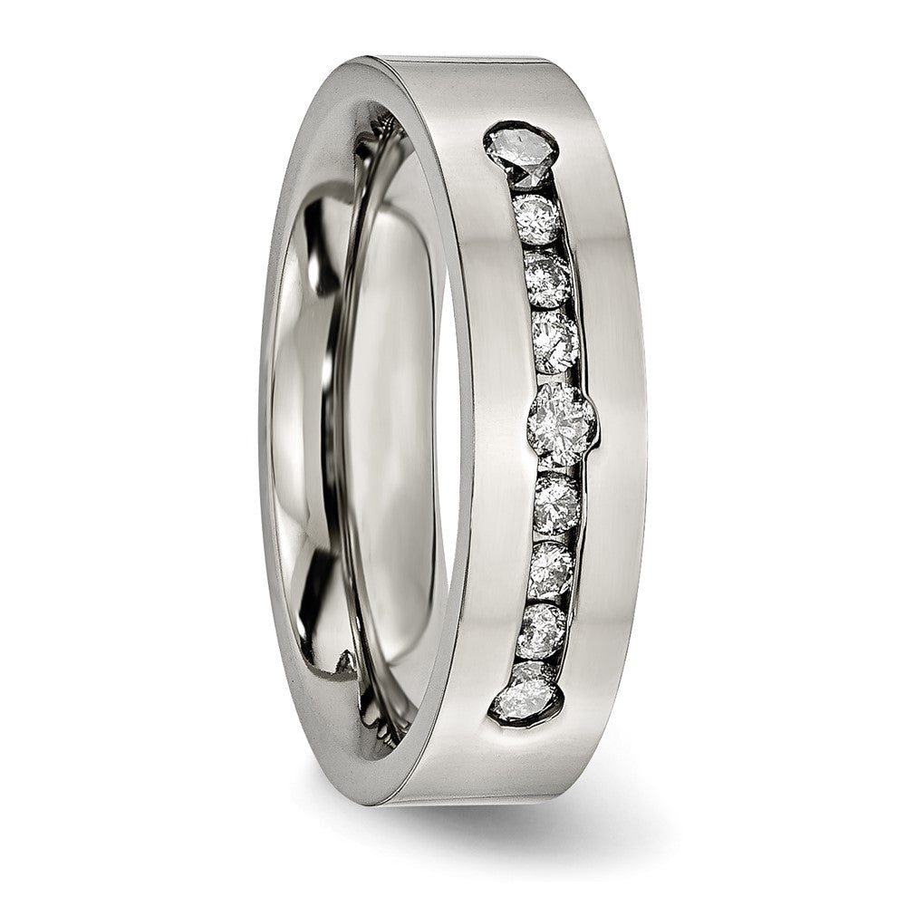 Titan Poliert 1/2 ct Gesamtgewicht. Diamant 6mm Ring