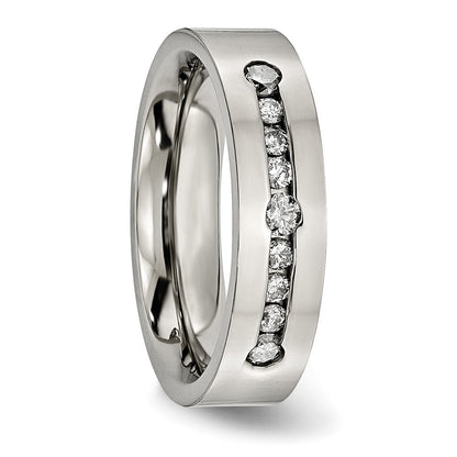 Titan Poliert 1/2 ct Gesamtgewicht. Diamant 6mm Ring