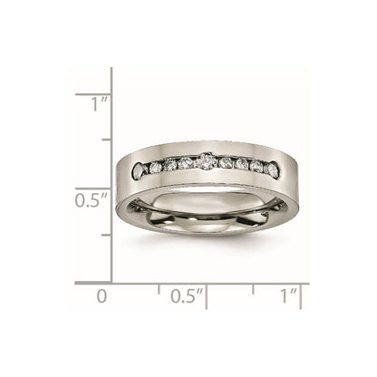 Titan Poliert 1/2 ct Gesamtgewicht. Diamant 6mm Ring
