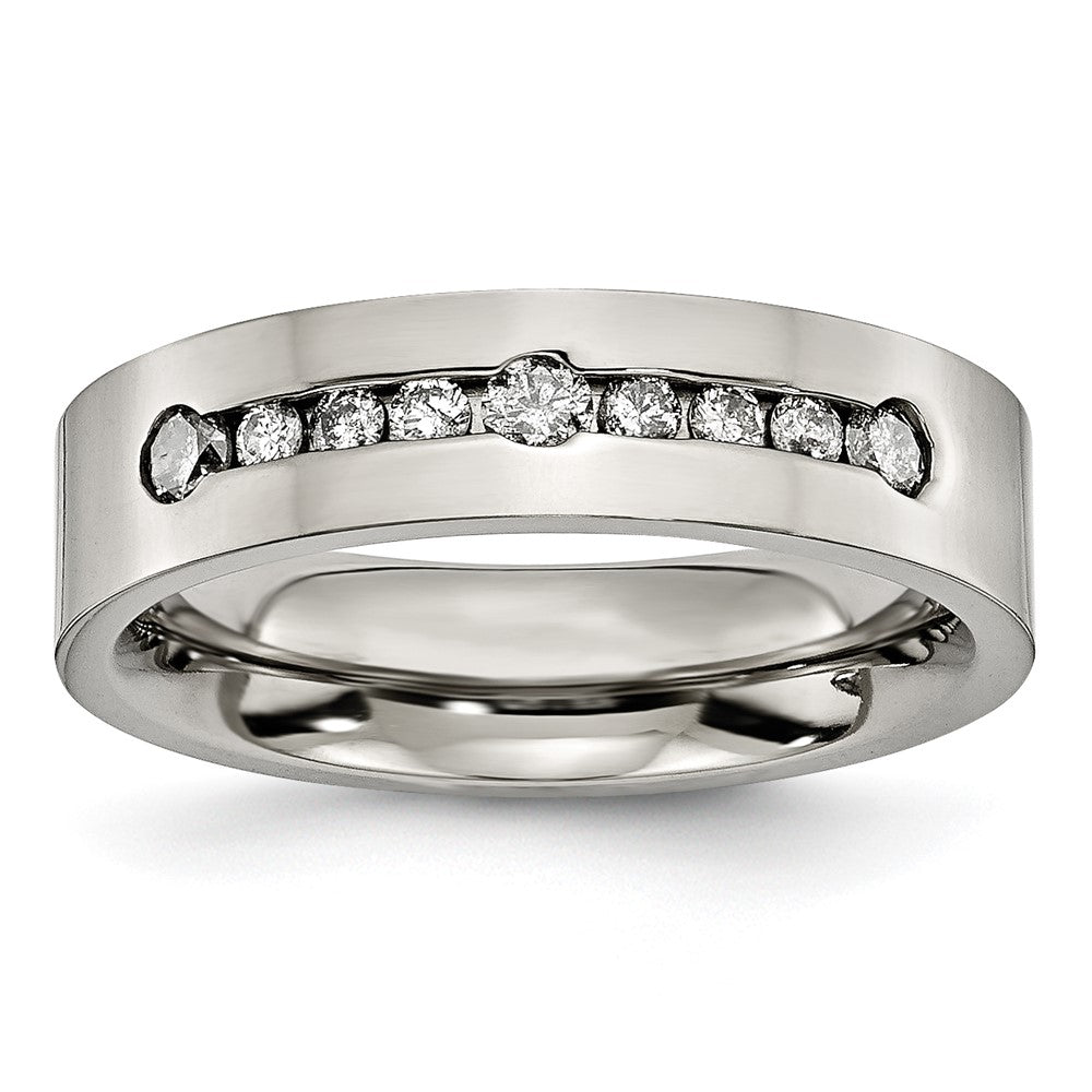 Titan Poliert 1/2 ct Gesamtgewicht. Diamant 6mm Ring