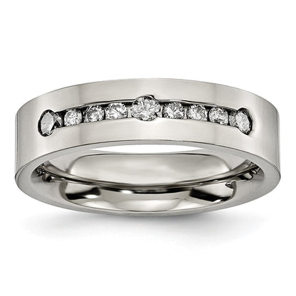 Titan Poliert 1/2 ct Gesamtgewicht. Diamant 6mm Ring