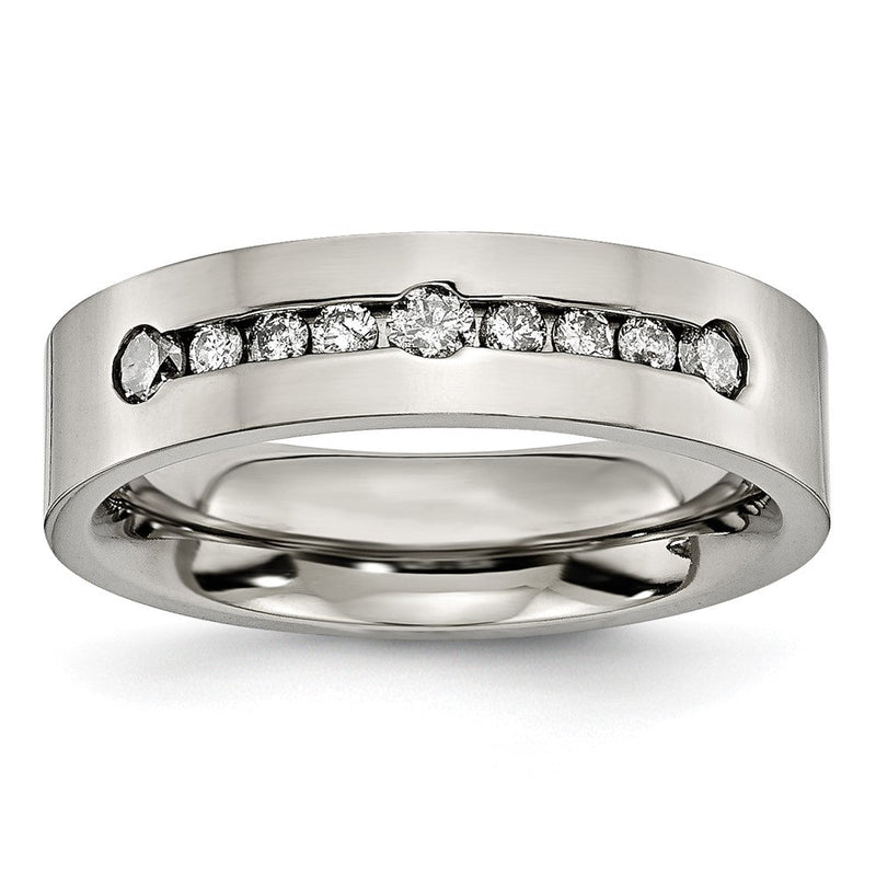 Titan Poliert 1/2 ct Gesamtgewicht. Diamant 6mm Ring