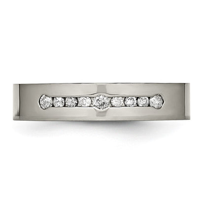 Titan Poliert 1/4ct Gesamtgewicht. Diamant 6mm Ring