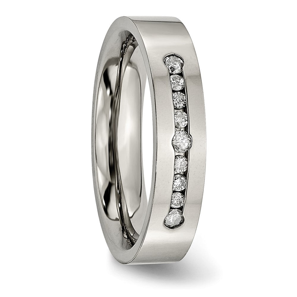 Titan Poliert 1/4ct Gesamtgewicht. Diamant 6mm Ring