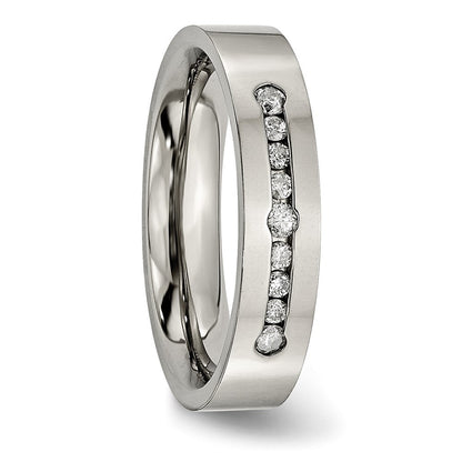 Titan Poliert 1/4ct Gesamtgewicht. Diamant 6mm Ring