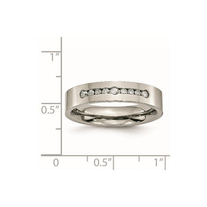 Titan Poliert 1/4ct Gesamtgewicht. Diamant 6mm Ring
