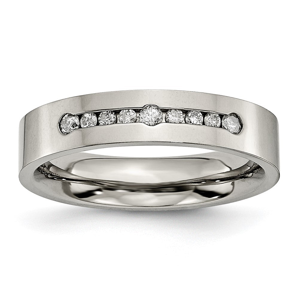 Titan Poliert 1/4ct Gesamtgewicht. Diamant 6mm Ring